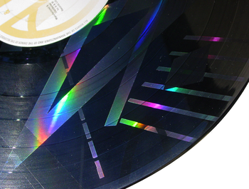 Close up of Split Enz's etched 'True Colours' LP