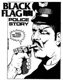 Pettibon's drawing of a police officer being h...